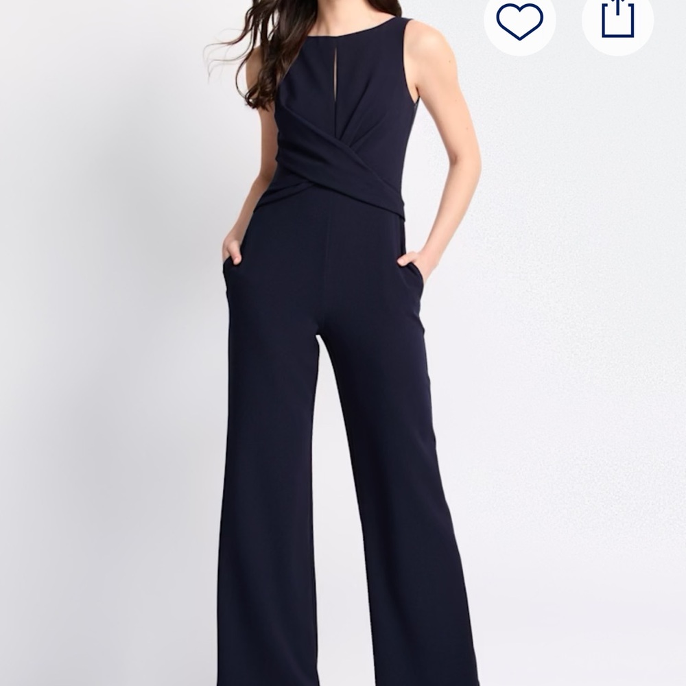 Vince Camuto Blue Jumpsuit with Wide-Leg Pants and High Neckline
